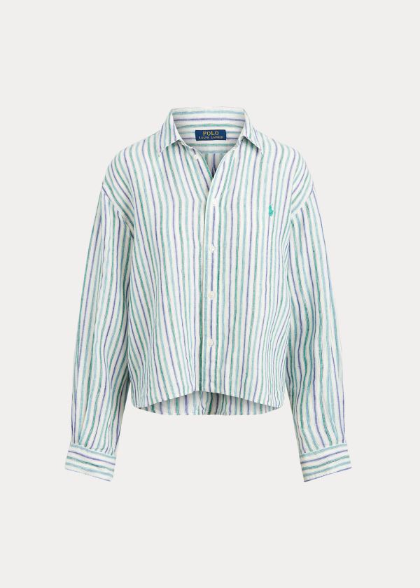 Women's Polo Ralph Lauren Striped Linen Shirts | 837650WXC